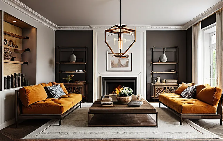 홈디자인 전문가로서의 자기계발 - A luxurious and serene living room designed in a "quiet luxury" aesthetic. The space features a soph...